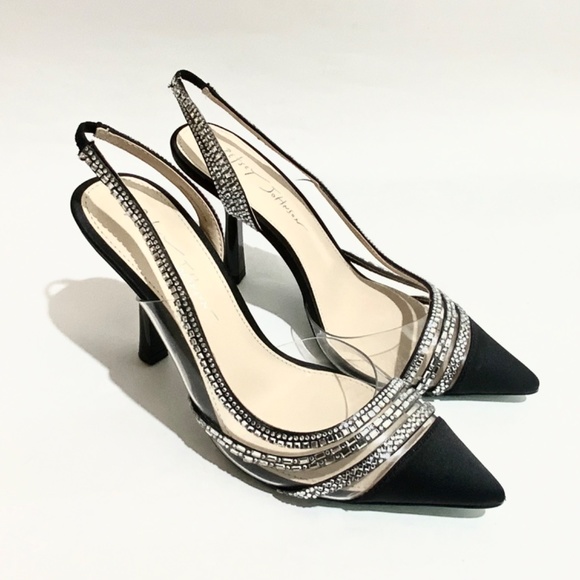 Betsey Johnson Dora Clear Slingback Black Dress Shoes Pointed Toe Pumps 7.5 - Picture 5 of 13